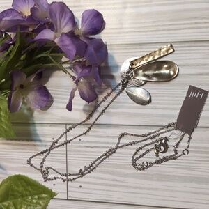 NWT J. Jill Silver and Gold Tone Multi Charm Long Necklace